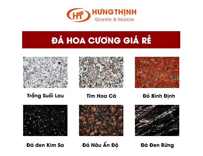 Đá hoa cương giá rẻ bao gồm cả đá nội địa và đá nhập khẩu