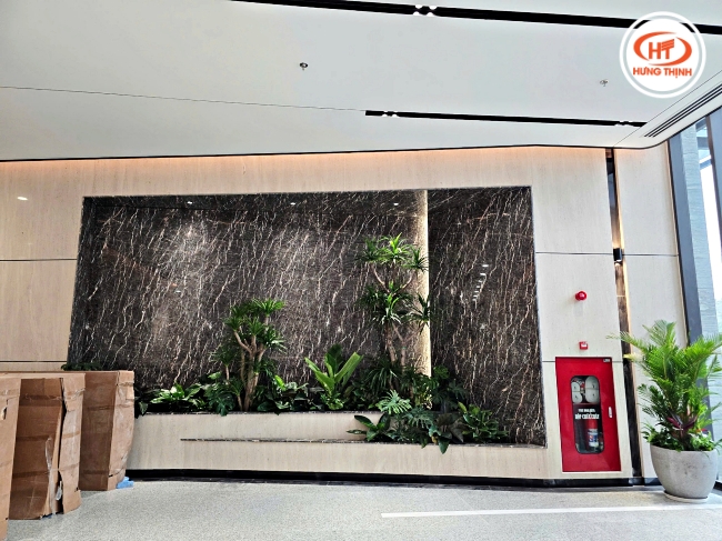 Ốp tường sảnh chung cư bằng đá Asia Network