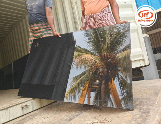 Hình ảnh mặt đá đen Ấn bóng giúp công trình trở nên sang và sáng hơn