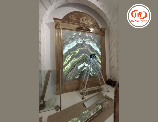 Tranh đá Marble Hymalaya Onyx xuyên sáng lên hạng mục thực tế