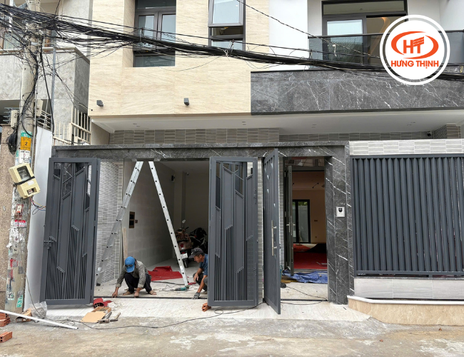 Công trình thực tế ốp đá Marble Wyndham Grey do Hưng Thịnh cung cấp đá và thi công