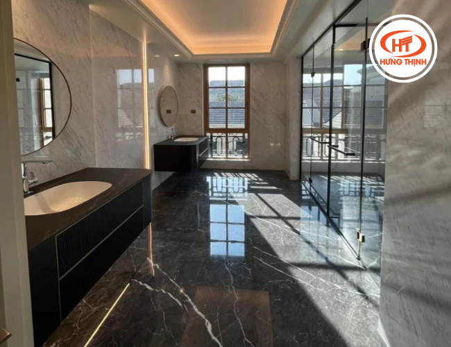 Đá Marble Wyndham Grey lát sàn khu vực phòng tắm, nhà vệ sinh