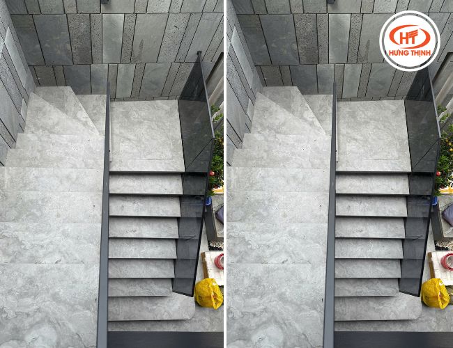 Tone đá xám vân giả đá rất thích hợp ốp lát khu vực ngoài trời. 