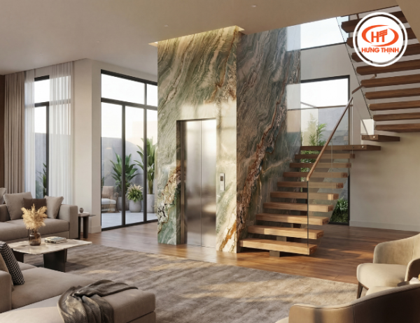 Ốp đá thang máy vân tự nhiên hiện đại sang trọng cao cấp