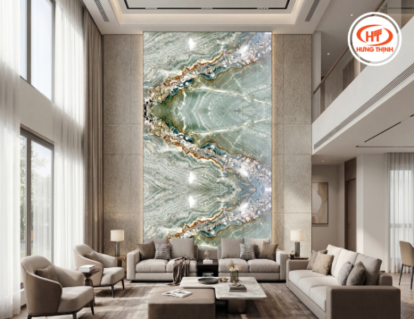 Tường trang trí đá thạch anh vân tự nhiên tạo điểm nhấn sang trọng