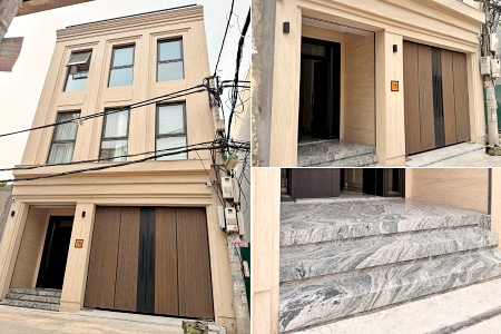 công trình thi công đá ốp mặt tiền, tam cấp tại Long Biên