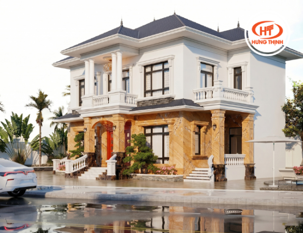 Toàn cảnh mặt tiền ốp đá Granite India Gold