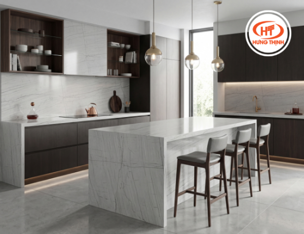 Đá Quarzt ốp bếp sang trọng đẹp mắt