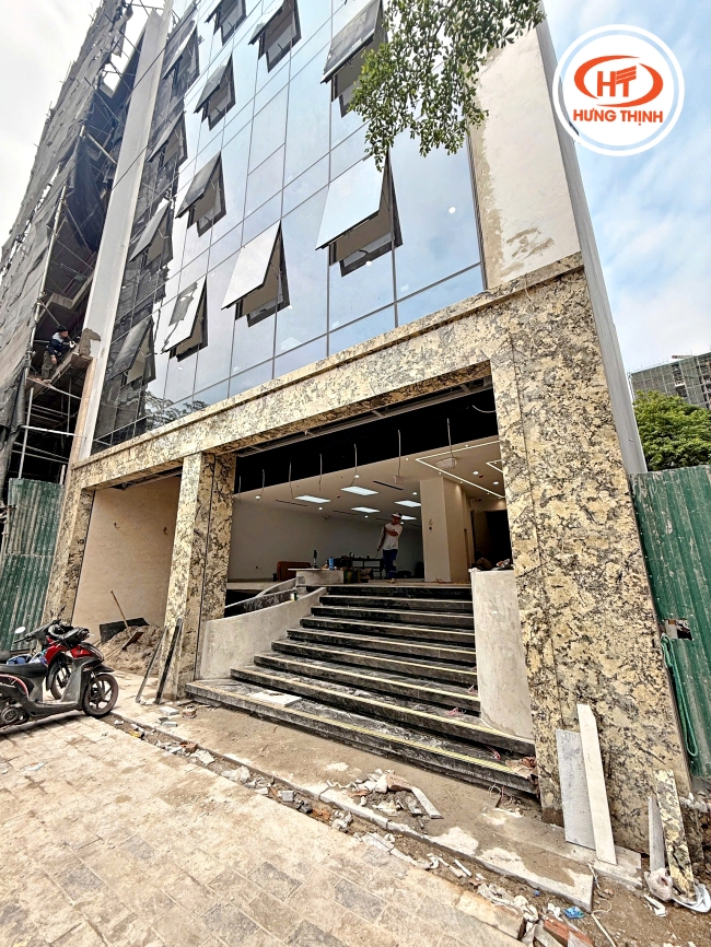 Công trình đá Granite Blue Persa ốp mặt tiền nhà phố