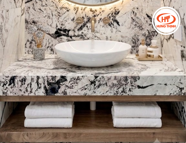 da granite blossom white op lavabo 1