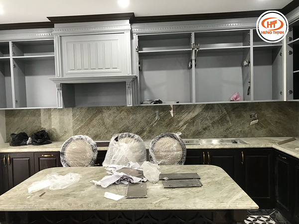 Thực tế đá bếp thạch anh Perla Rocca