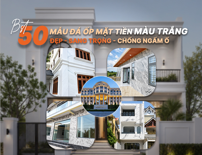 BST 50 mẫu đá ốp mặt tiền màu trắng đẹp, hot