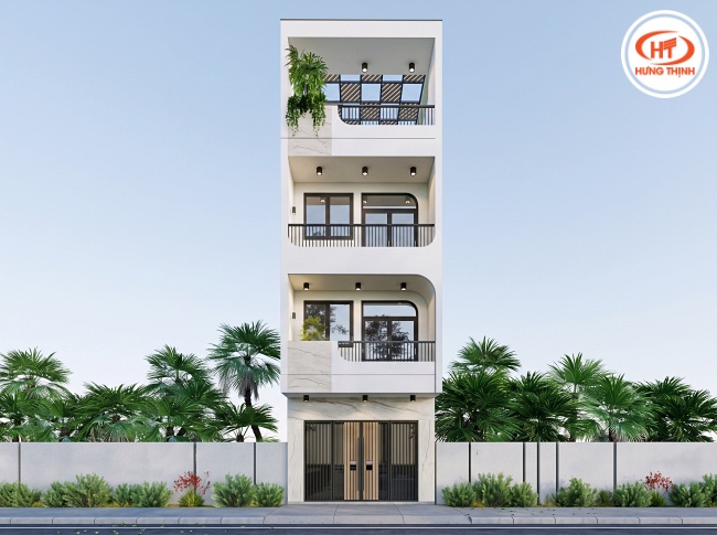 Mẫu nhà ốp tường mặt tiền màu trắng đẹp - sang trọng