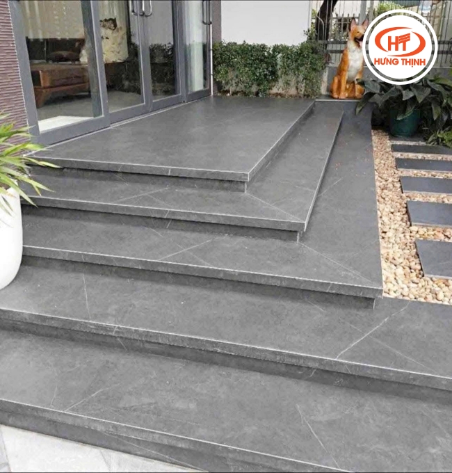 Đá ốp bậc thêm nung kết xám men nhám
