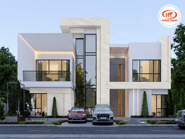 Biệt thự cao cấp dùng đá Thạch Anh tự nhiên ốp mặt tiền