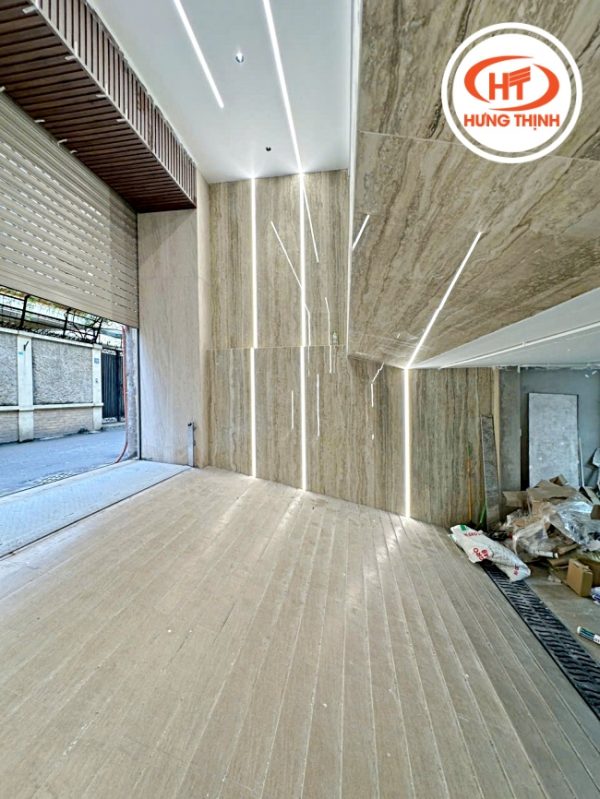 Thực tế đá ốp mặt tiền nung kết Travertino