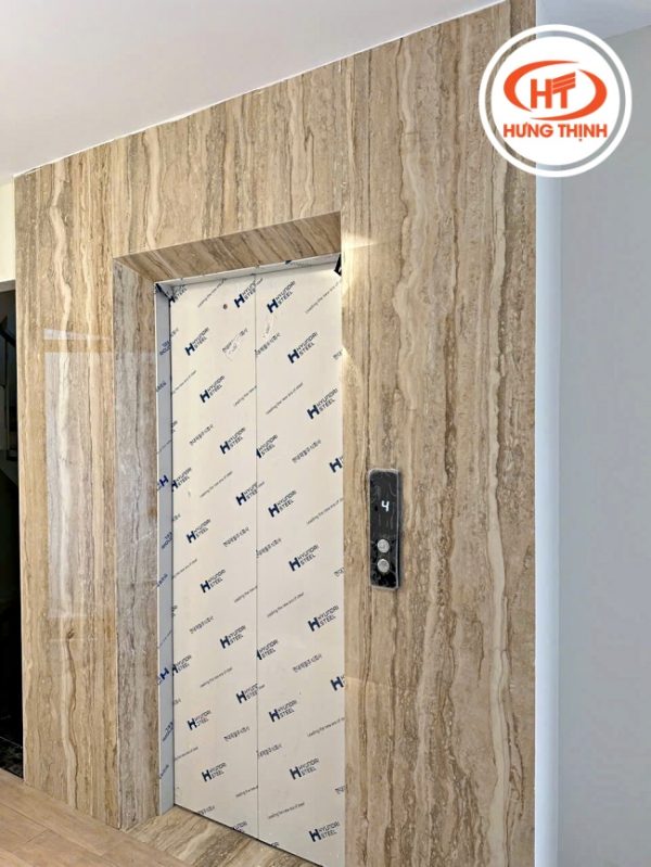 Thực tế đá ốp thang máy nung kết Travertino