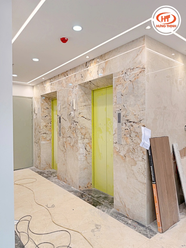 Thi công đá ốp thang máy Vi-Premium