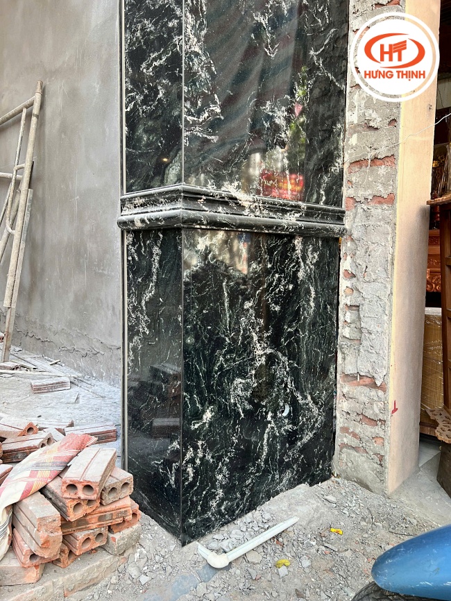 Thi công đá mặt tiền Granite Olivia Green
