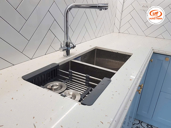 Thi công hoàn thiện đá bếp Vicostone BQ370