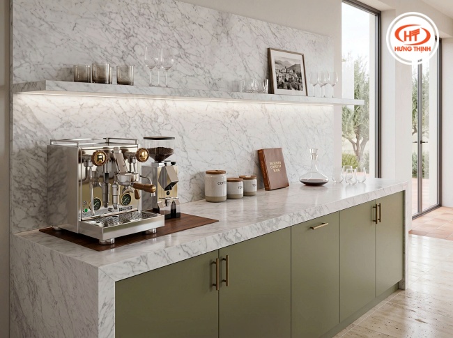 Đá Marble ốp bếp trang trí sang trọng, tinh tế
