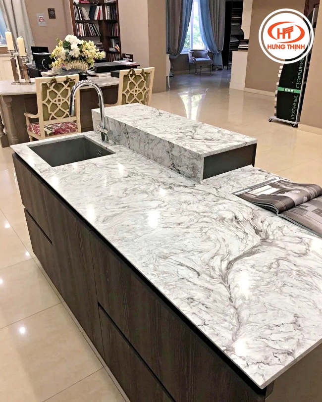 Mặt bếp đá nhân tạo Vicostone có khả năng chịu lực và chống trầy xước tốt