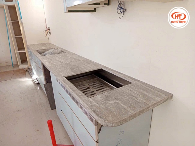 Đá mặt bếp đẹp chữ I hiện đại, tối ưu diện tích cho căn bếp nhỏ