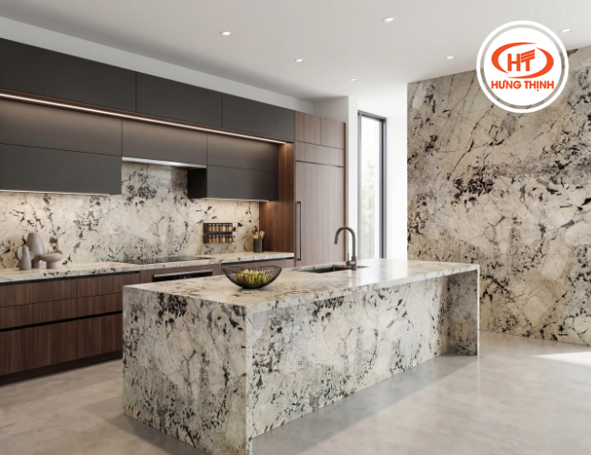 Đảo bếp Granite Champagne Gold - điểm nhấn ấm cúng và đẳng cấp cho không gian